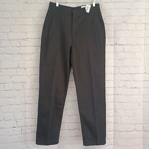 Lands End Womens Cotton Chino Pants Black Natural Fit Straight Leg Size 10 x 29